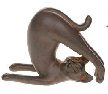Yoga Cat Wooden Statuette - Legs Over Head